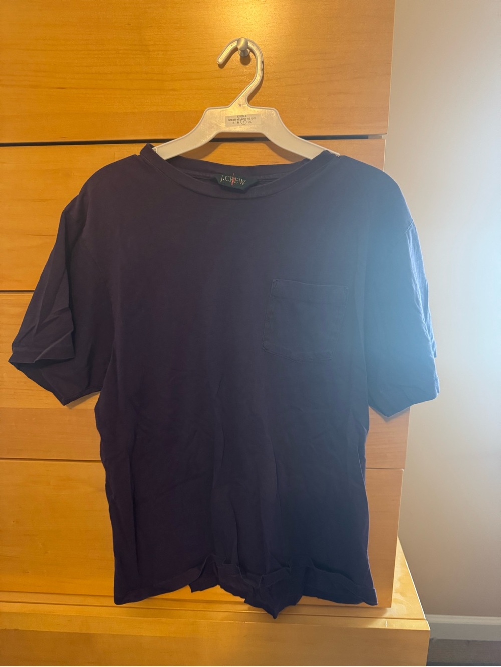 Vintage 90s J. Crew Men's Dark Plum Short-Sleeve Pocket Tee